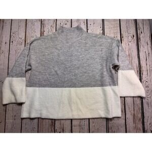 World Market Mock Neck Sweater Womens OS Oversized Lagenlook Boxy Gray White New